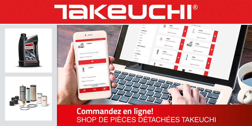 Commandez dès maintenant vos pièces Takeuchi en ligne sur : shop.takeuchibenelux.com!