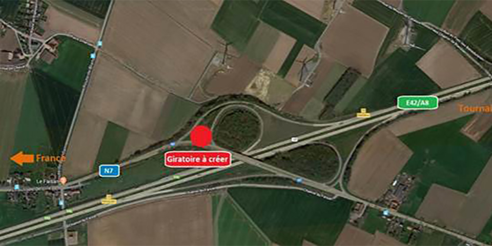 E42/A8 vers la France : Création d’un giratoire à la sortie n° 35 « Blandain/Hertain »