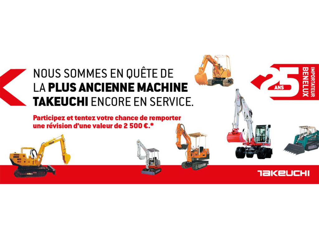 Takeuchi Benelux est à la recherche de la plus ancienne machine Takeuchi (encore en étant de marche) !