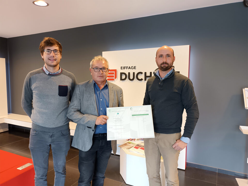 Certificat de sensibilisation aux émissions de CO2 pour Duchêne et De Graeve (Eiffage Benelux)